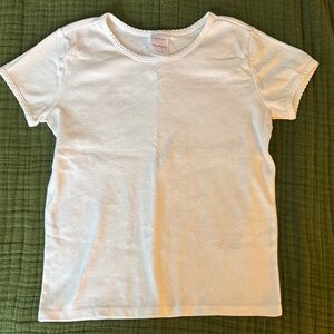 Hanna Andersson Scalloped Trim White Short Sleeve Tee